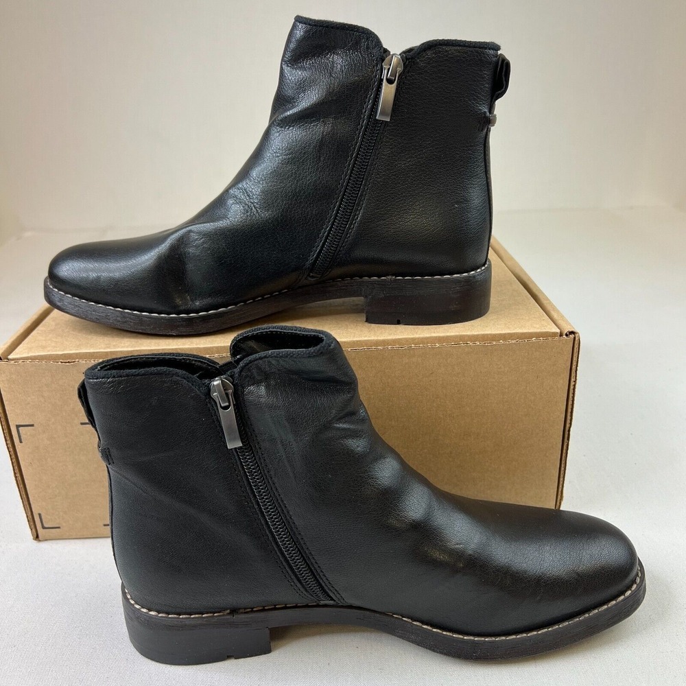 Franco Sarto Mens L-Marcus Ankle Bootie Black Leather Round‎ Toe Zip Shoes Sz 9M